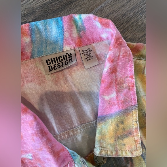 Chico’s Linen and Cotton Colorful Jacket Large 🌿🍃 - Picture 3 of 7